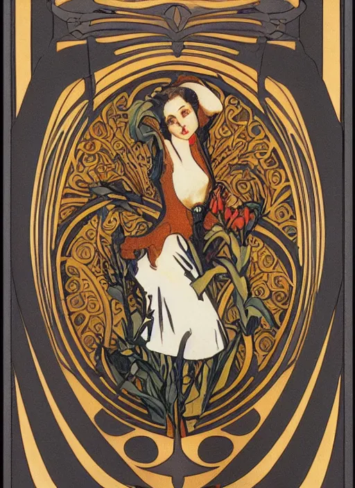 Prompt: art nouveau onment symbolique pimpernel