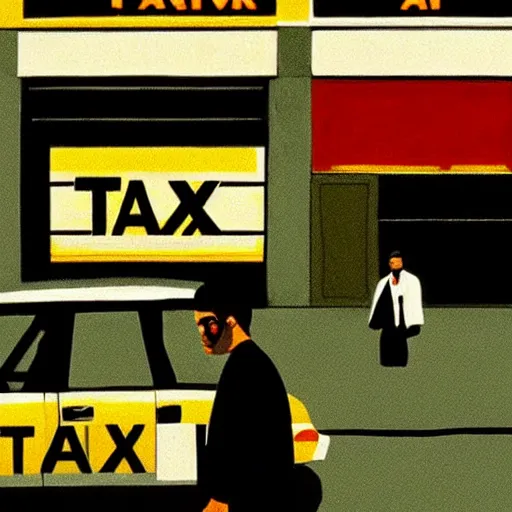 Image similar to taxi driver, a movie by martin scorsese, in a style of edward hopper