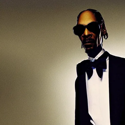 Image similar to still image of snoop dogg as agent smith from the matrix, photo