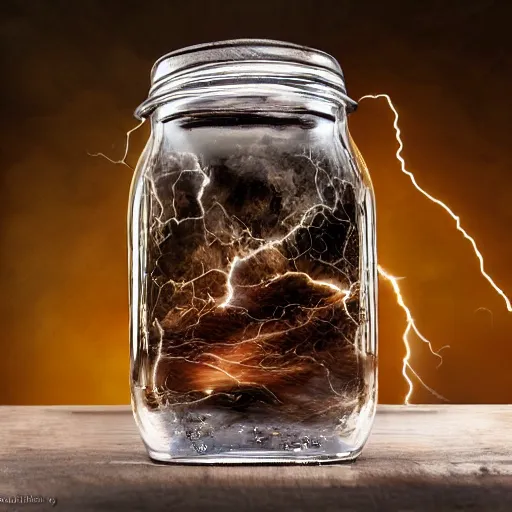 Image similar to lightning in a jar,close-up,highly detailed,lots of detail,realistic,real photograph,professional photograph,,professional lighting,3 point lighting,8k