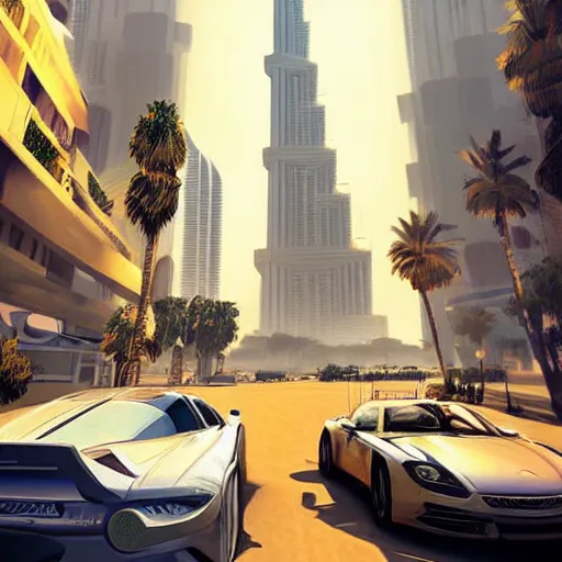 Prompt: gta : dubai, by andree wallin