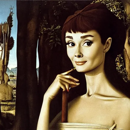 Image similar to audrey hepburn art by giovanni bellini