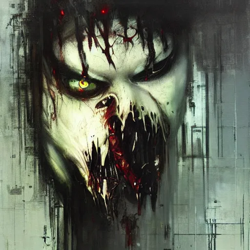 Image similar to zombie venom symbiote, painting by jeremy mann