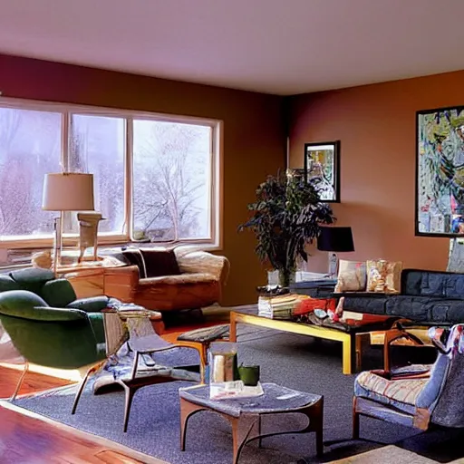 Prompt: a typical American living room from 2000