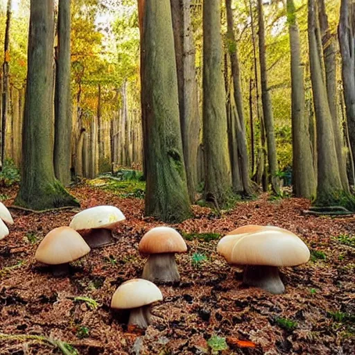 Prompt: beautiful forest of giant mushrooms