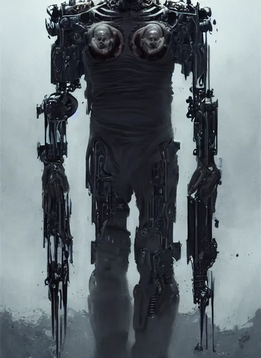 Image similar to marilyn manson as victor stone, full body concept, cyborg, borg, strogg, face of a man, terminator, flesh, quake strogg, doom demon, wolfenstein, monstrous, powerful, symmetry, symmetrical, concept art by ruan jia and greg rutkowski