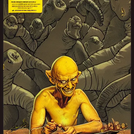 Prompt: lemon - headed dinosaur man happy, ultra detailed, style of norman rockwell, style of richard corben, 4 k, rule of thirds.