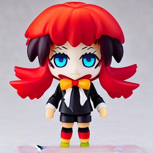 Image similar to portrait of a clown with glowing red eyes nendoroid kawaii chibi