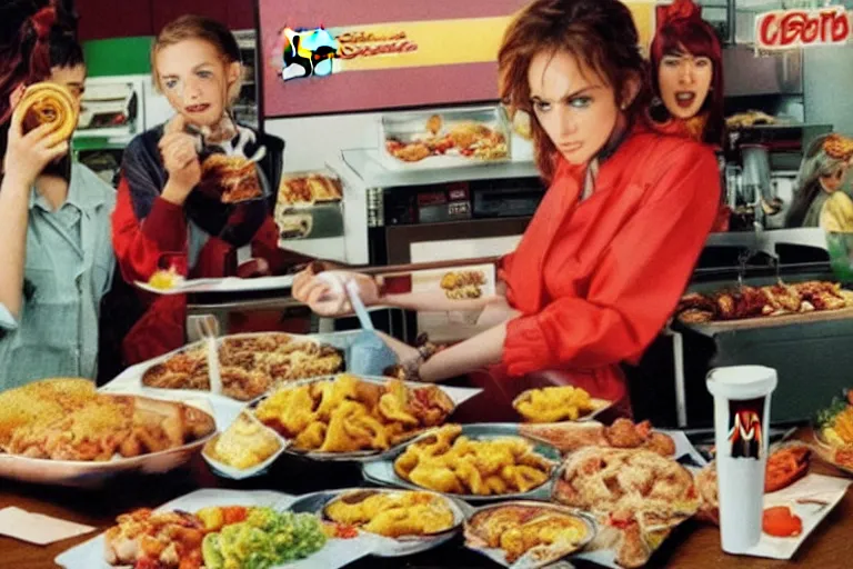 Image similar to mcdonald's acaraje meal, in 1 9 9 5, y 2 k cybercore, advertisement photo