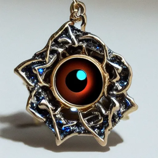 Prompt: jewelry inspired by the eye of sauron