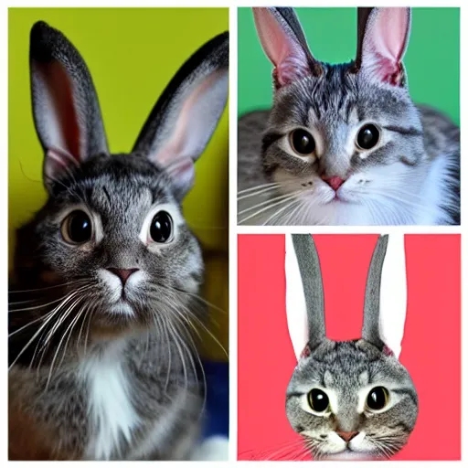 Prompt: half bunny half cat