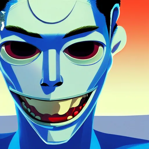 Image similar to portrait of a crash test dummy, digital painting masterpiece, advanced lighting technology, stylized yet realistic anatomy and face, gorgeous, by reiq and jamie hewlett and bengus and akiman and shigenori soejima and bastien vives and balak and michael sanlaville, 4 k wallpaper, cinematic