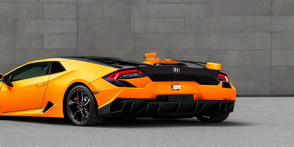 Image similar to a honda civic in the shape of lamborghini huracan