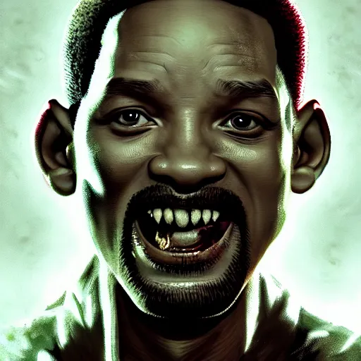 Image similar to eighties will smith as a zombie, 7 days to die zombie, fine art, award winning, intricate, elegant, sharp focus, cinematic lighting, highly detailed, digital painting, 8 k concept art, art by guweiz and z. w. gu, masterpiece, trending on artstation, 8 k