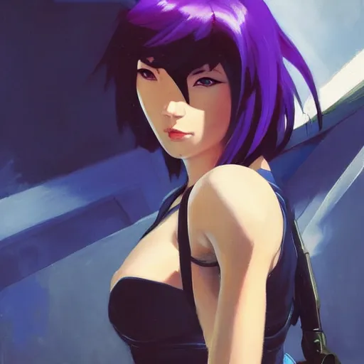 Prompt: greg manchess portrait painting of motoko kusanagi as overwatch character, totally whack, medium shot, asymmetrical, profile picture, organic painting, sunny day, matte painting, bold shapes, hard edges, street art, trending on artstation, by huang guangjian and gil elvgren and sachin teng