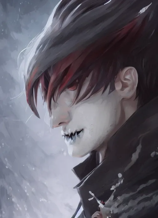 Prompt: detailed beautiful cool male character art depicting a creepy vampire monster, concept art, depth of field, on amino, by sakimichan patreon, wlop, weibo, bcy. net, colorhub. me high quality art on artstation.