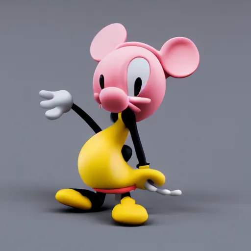 Prompt: miney mouse designer toy by kaws, octane render, hyper realistic, cute, kawaii, 8 k,