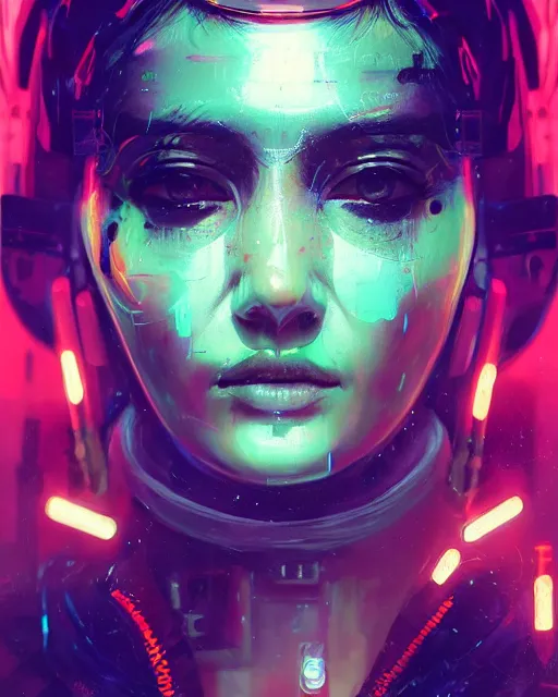 Image similar to detailed portrait neon operator woman, cyberpunk futuristic neon, reflective puffy coat, decorated with traditional japanese ornaments by ismail inceoglu dragan bibin hans thoma greg rutkowski alexandros pyromallis nekro rene maritte illustrated, perfect face, fine details, realistic shaded, fine - face, pretty face