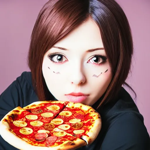 Image similar to anime girl with a pizza