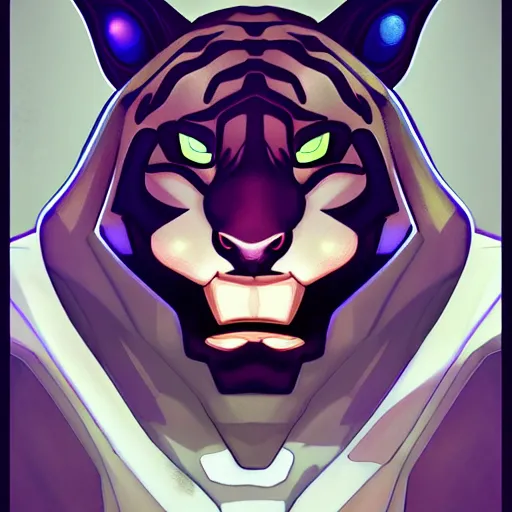 Image similar to exophilia, handsome, tiger alien race, arcana, godlike, harmony artstation