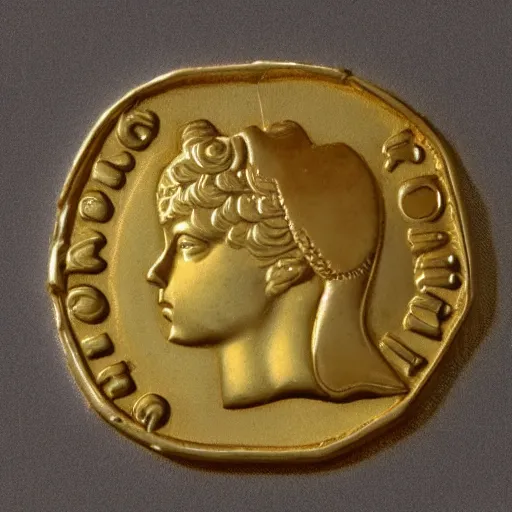 Prompt: 4 th century gold solidus coin of emma stone, today's featured photograph 4 k