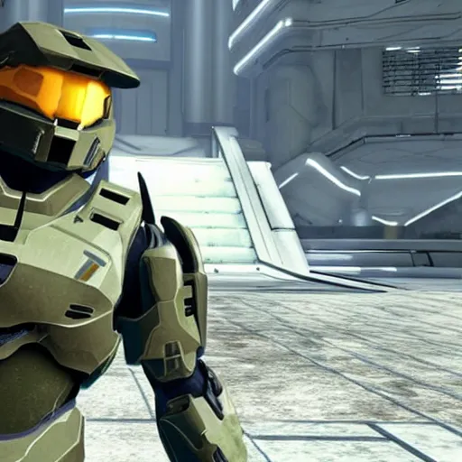 Prompt: a photo of a male android in halo reach