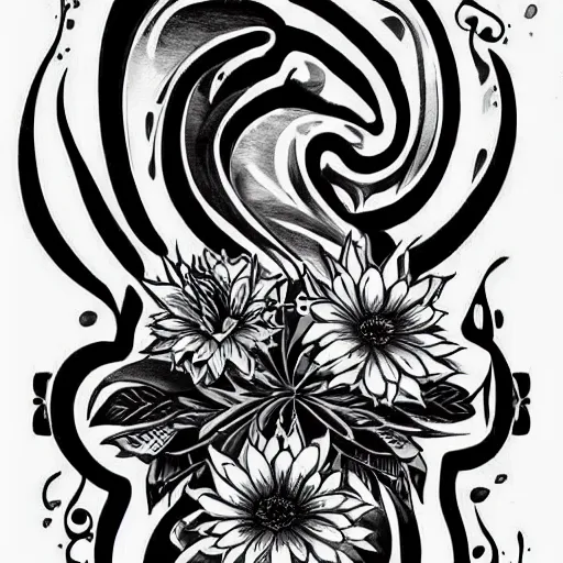 Image similar to The tattoo pattern is extraordinary and amazing , black and white ,