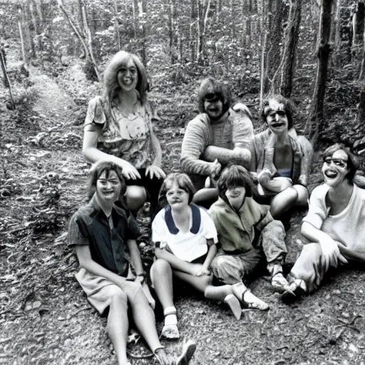 Prompt: happy tomatoes on a camping trip, 1 9 8 0 s photo