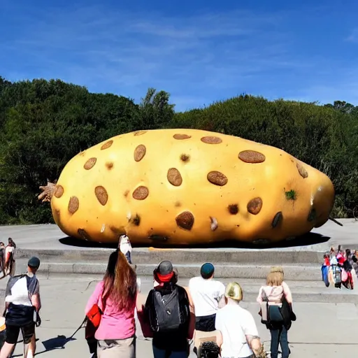 Prompt: tourists visiting the world's largest baked potato 🥔