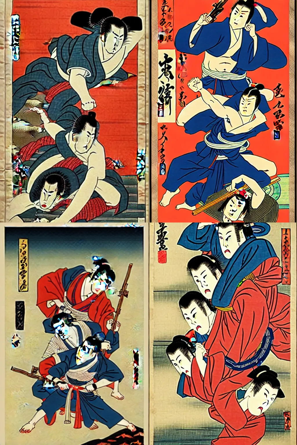 Prompt: action movie poster in the style of ukiyo-e