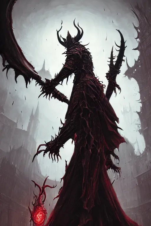 Prompt: a headless demon with unusually large arms as a Bloodborne boss, digital painting, WLOP, trending on artstation, 8k, epic composition, highly detailed, sharp focus