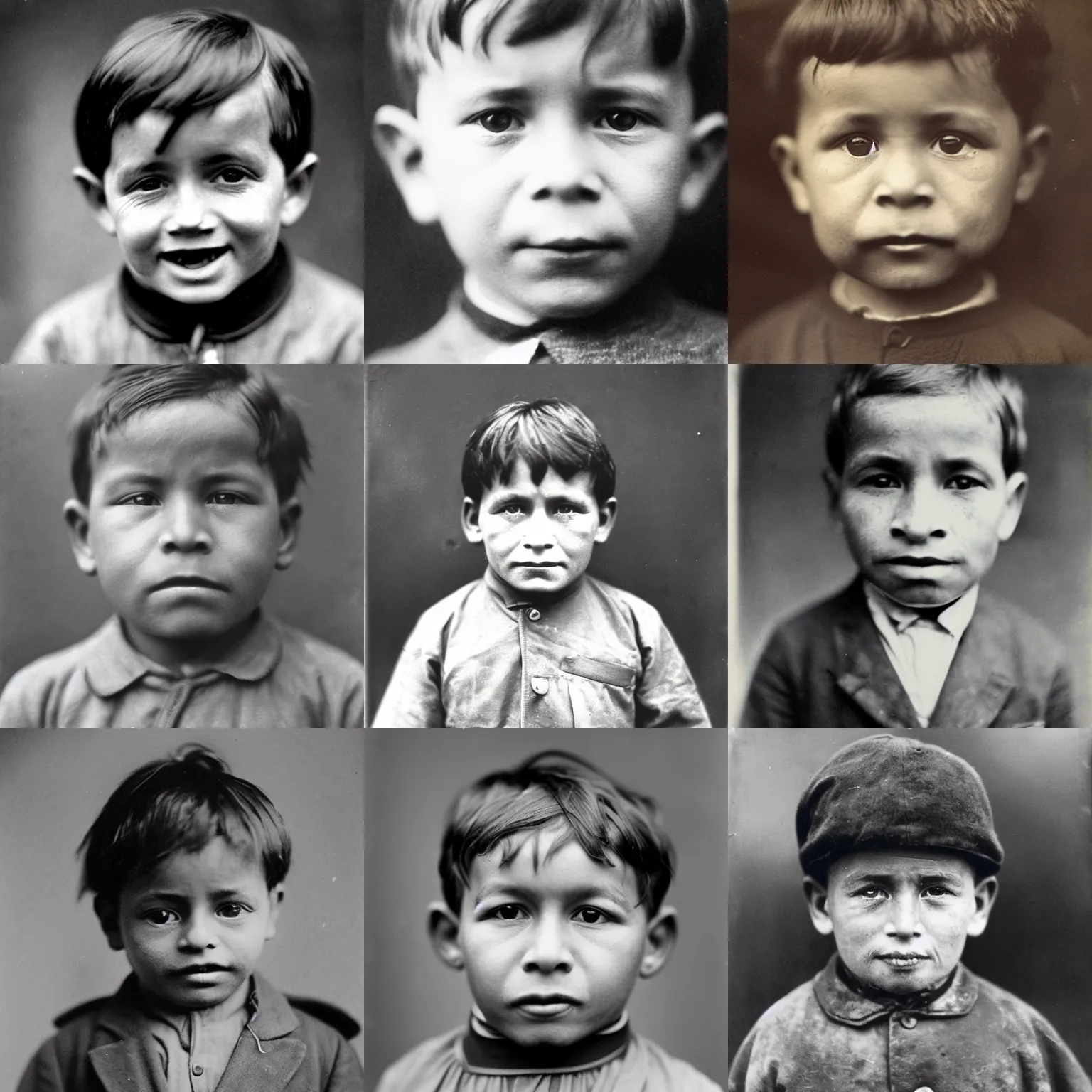 Prompt: facial portrait of a 4 year old boy, 1 9 0 8, photographed by stephen mccurry, national geograph