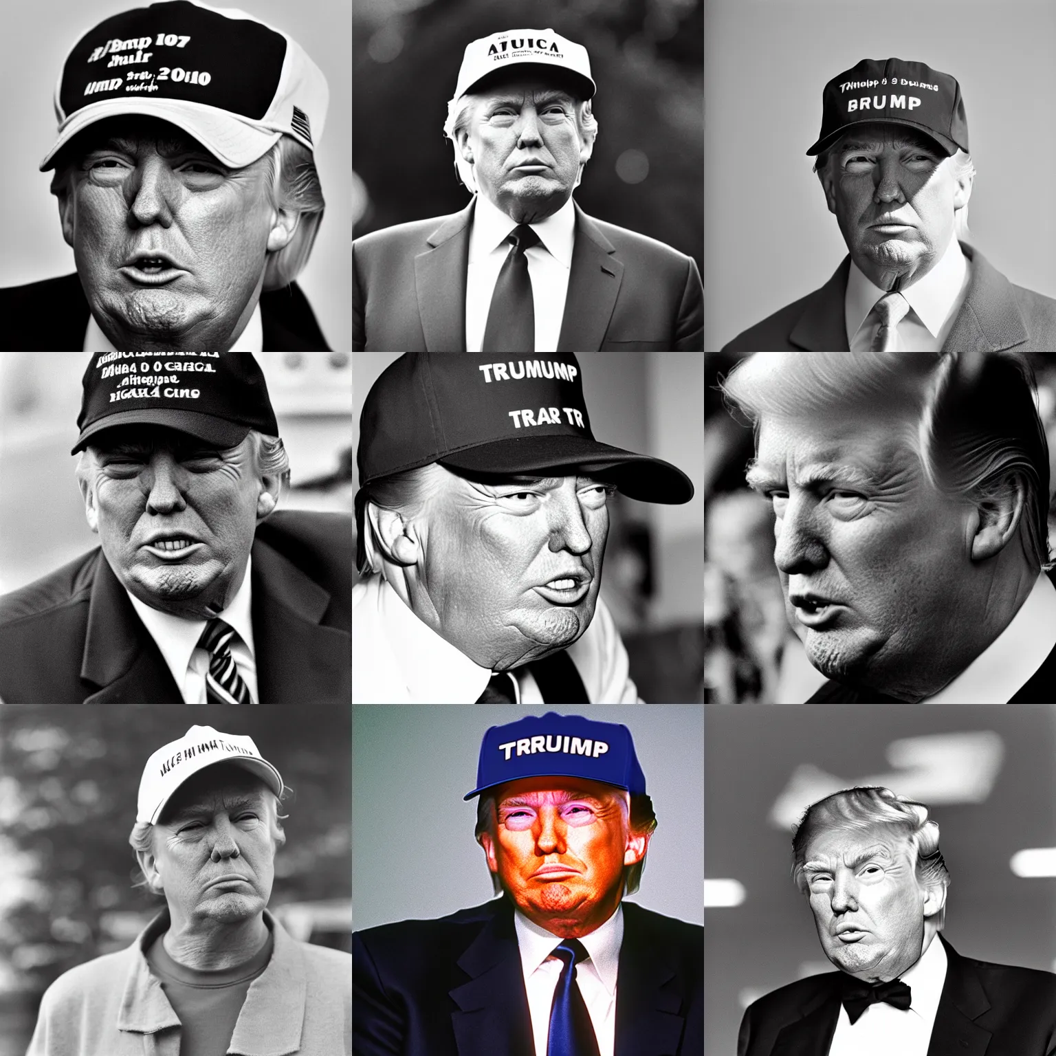 Prompt: Donald Trump with a backwards cap, 35mm photograph