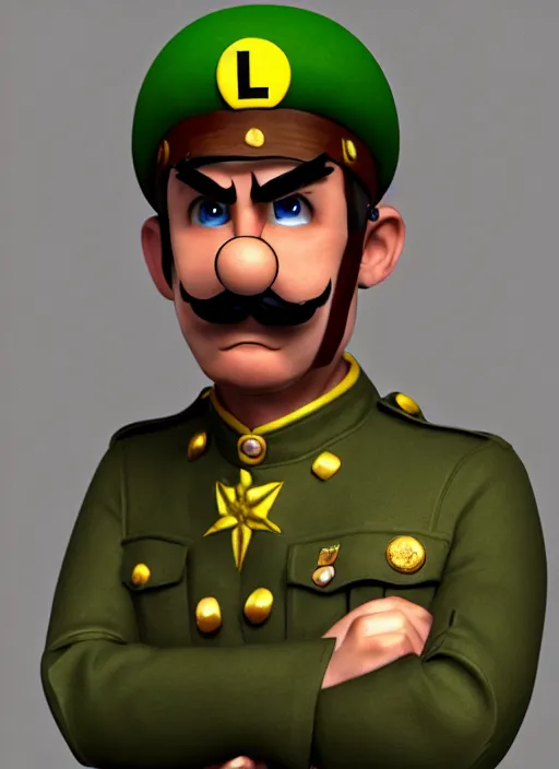 Image similar to luigi as ww 1 soldier, ultra detailed, trending on artstation, concept art, octane render, unreal engine,