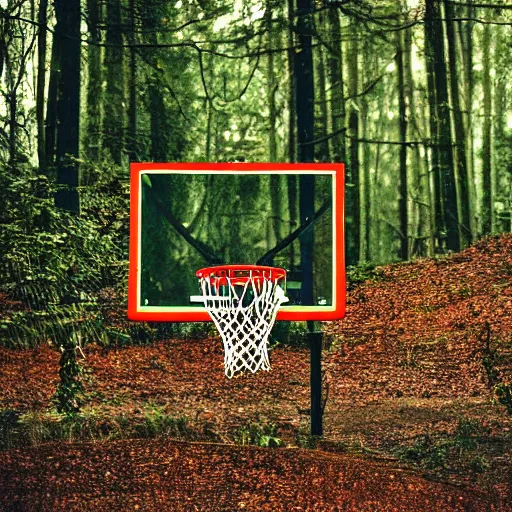 Image similar to basketball hoop in the forest, rain