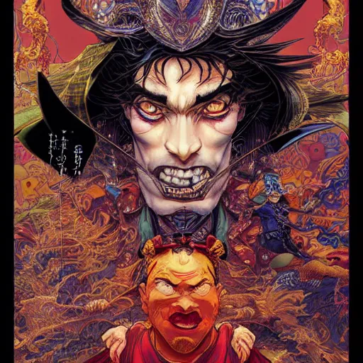 Image similar to portrait of crazy aladdin, symmetrical, by yoichi hatakenaka, masamune shirow, josan gonzales and dan mumford, ayami kojima, takato yamamoto, barclay shaw, karol bak, yukito kishiro