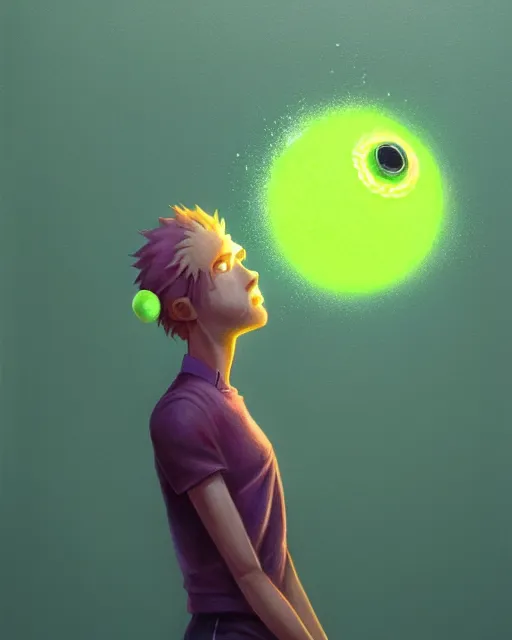 Prompt: highly detailed vfx portrait of a character of a tennis ball monster stephen bliss, unrealengine, greg rutkowski, loish, rhads, beeple, makoto shinkai and lois van baarle, ilya kuvshinov, rossdraws, tom bagshaw,