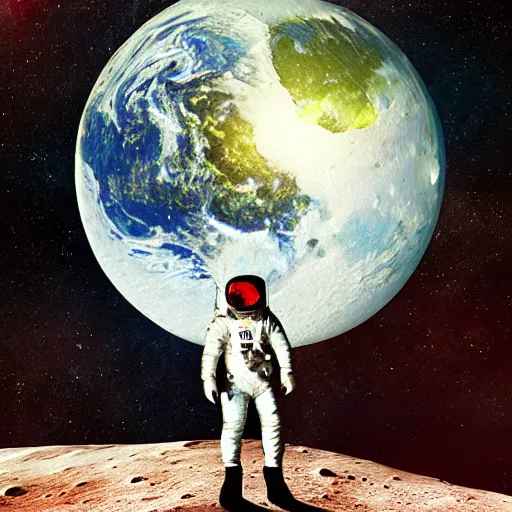 Prompt: space cowboy on the moon, earth in the background, photorealistic digital art