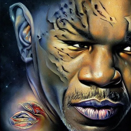 Image similar to mike tyson, ethereal, painting by karol bak