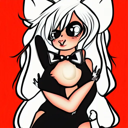 Prompt: black cat furry art