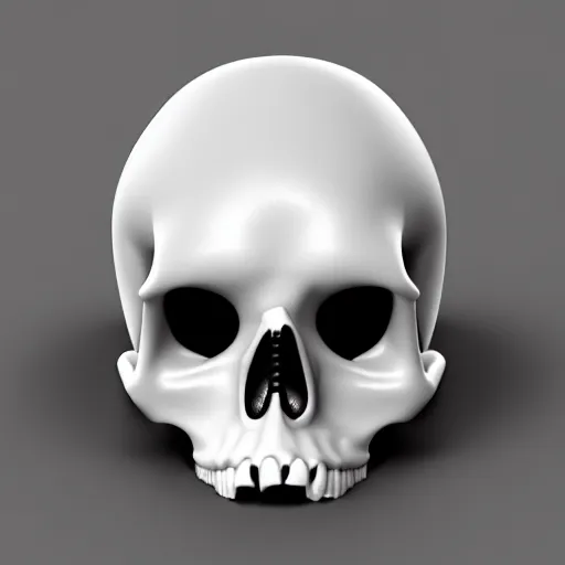 Image similar to a white cartoonish shaped skull with two holes in it, an ambient occlusion render, trending on zbrush central, photorealism, rendered in maya, ambient occlusion, zbrush.