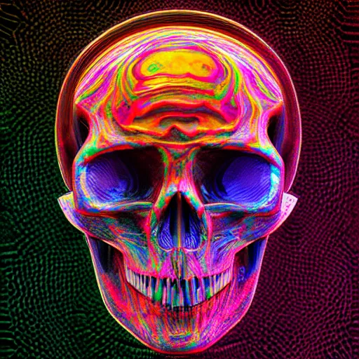 Image similar to neuronal skull, psychedelic cyberpunk style, colourful, highly detailed, 8k, trending on artstation