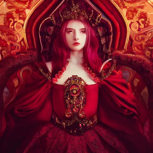 Prompt: portrait of evil princess of rubies with fair skin, ornate 8 k gorgeous intricate detailed, accent lighting, dramatic light, octane render