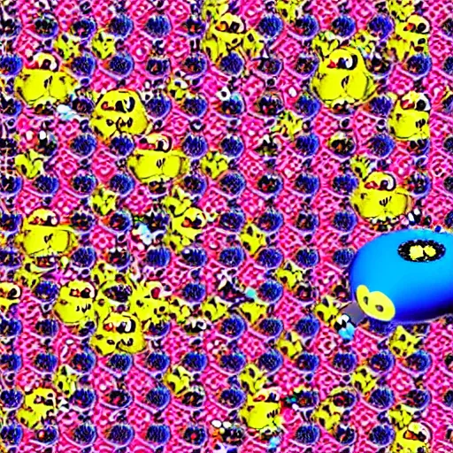 Prompt: screenshot of Super Mario 64 design by Yayoi Kusama, Takashi Murakami