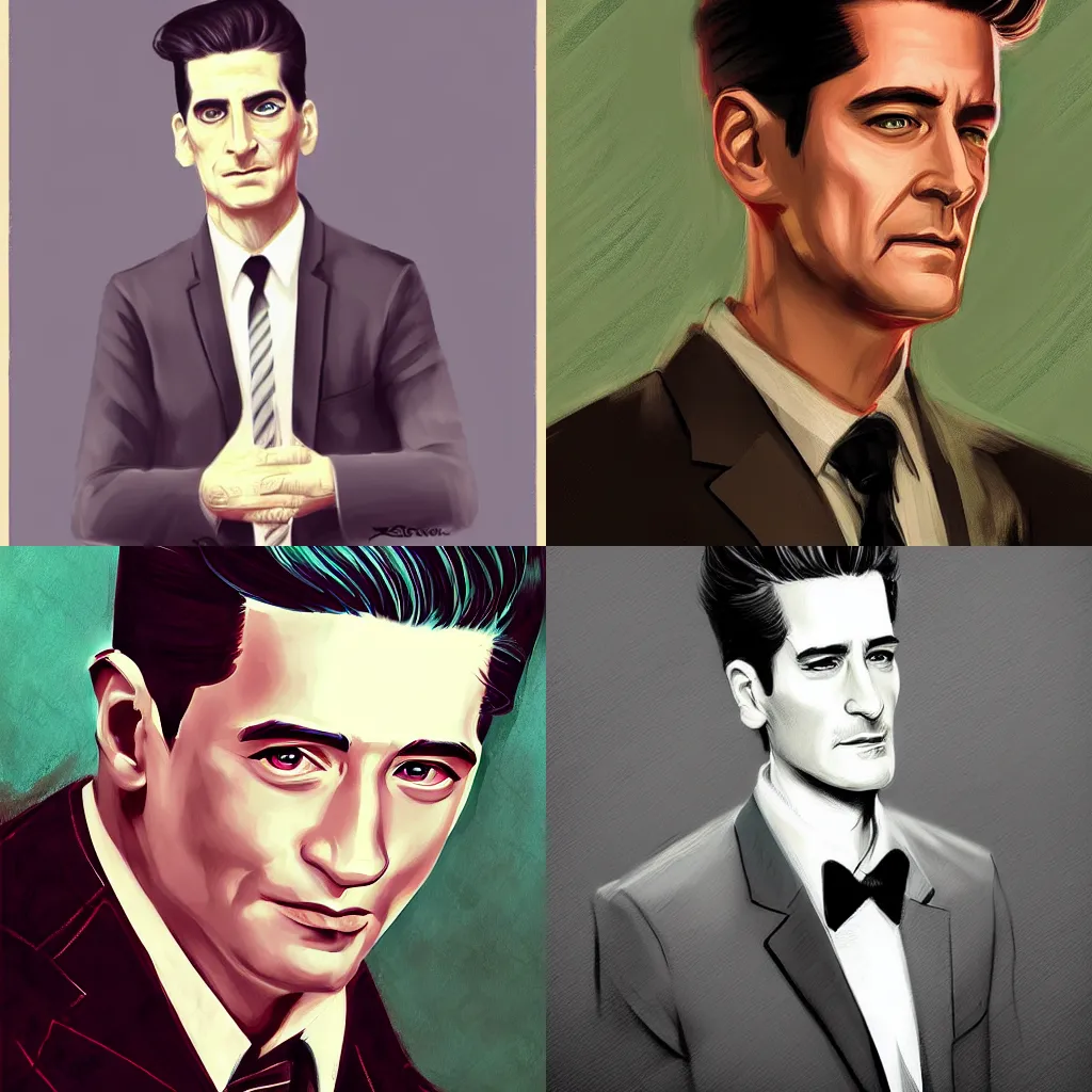 Prompt: Portrait of Dale Cooper from Twin Peaks by Rossdraws Ross Tran