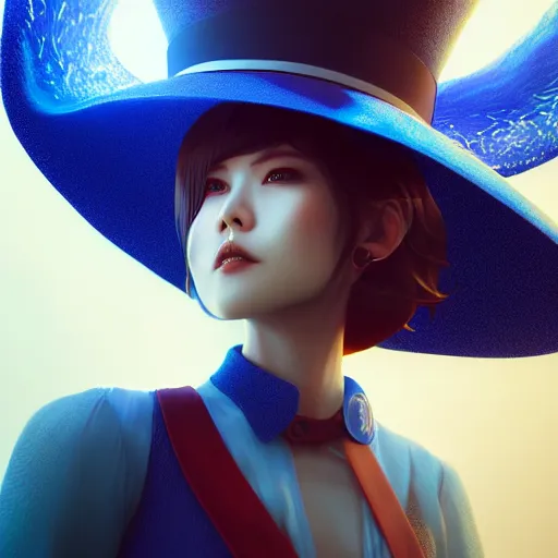 Image similar to blue sky dragon by wlop, wearing a tophat by ilya kuvshinov, rtx reflections, octane 1 2 8 k, extreme high intricate details, digital abstract art by ross tran, medium shot, close up shot, composition by sana takeda, lighting by greg rutkowski