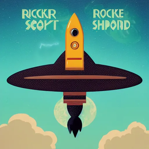 Image similar to rocket ship album art, cover art, poster