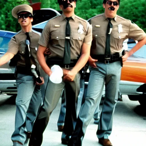 Image similar to a frame from the movie super troopers starring michael jackson