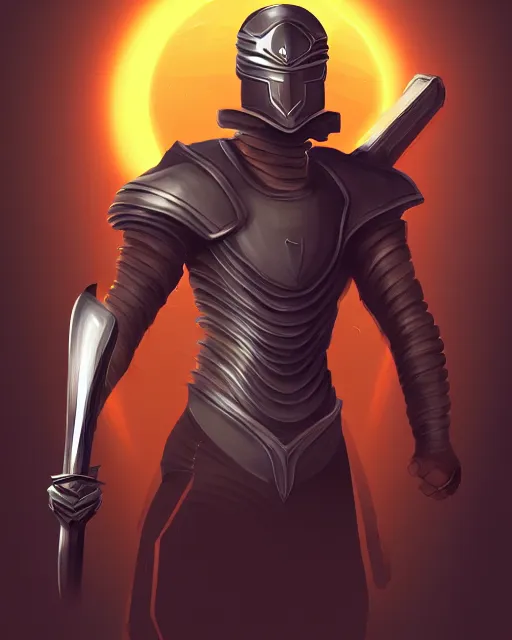 Image similar to digital illustration of a sleek futurstic warrior, curved smooth armor, holding a curved futuristic weapon | | epic - fine - clean, polished, trending on artstation, brush strokes