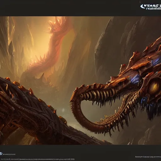 Prompt: Starcraft 2 hydralisk concept art, Magic the Gathering art, art by greg rutkowski, matte painting, trending on artstation, very detailed